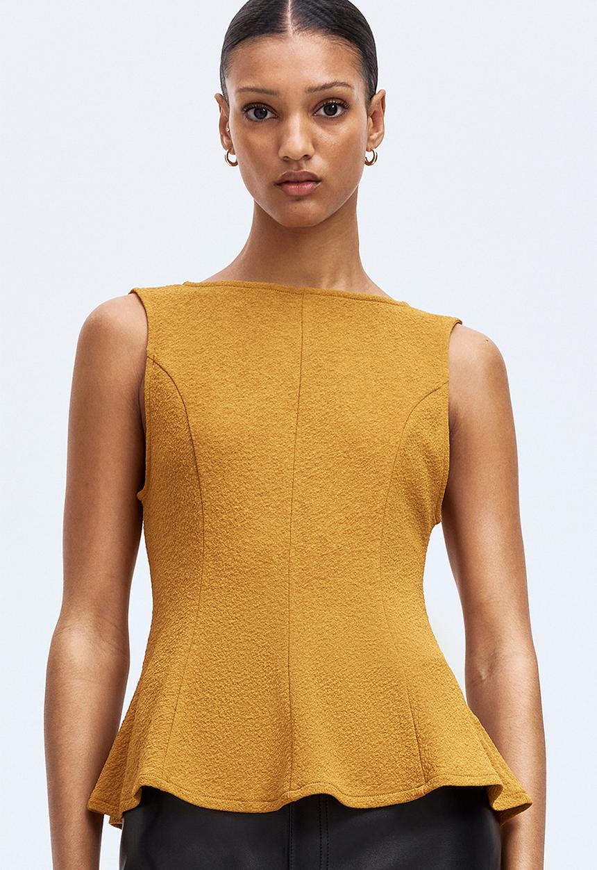 H&M - Sleeveless peplum top - light brown