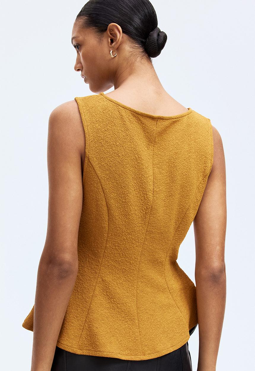 H&M - Sleeveless peplum top - light brown