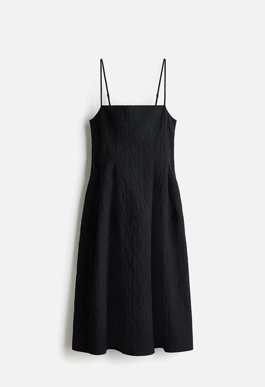 H&M - Jacquard-weave strappy dress - black