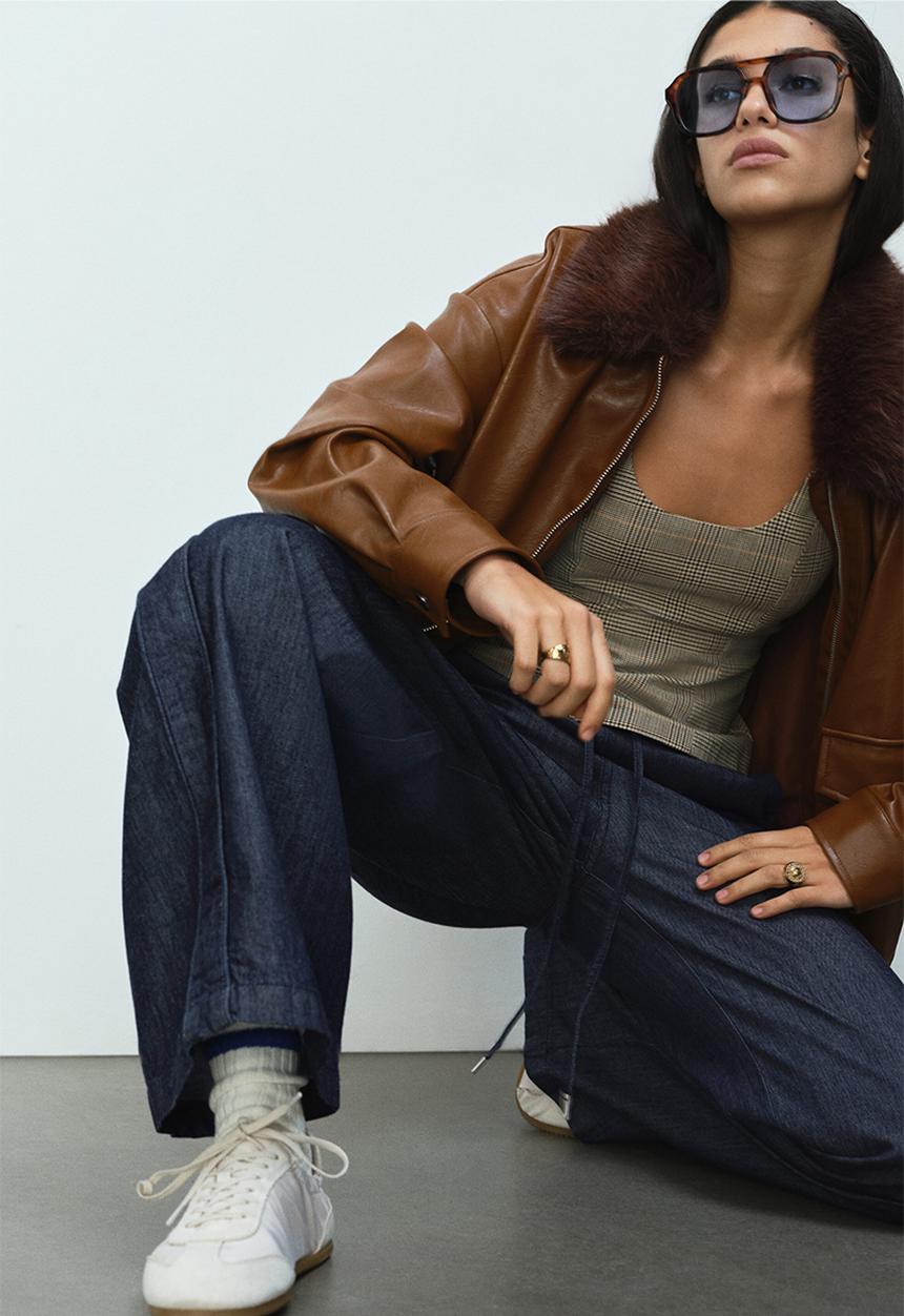 H&M - Denim drawstring trousers - dark denim blue