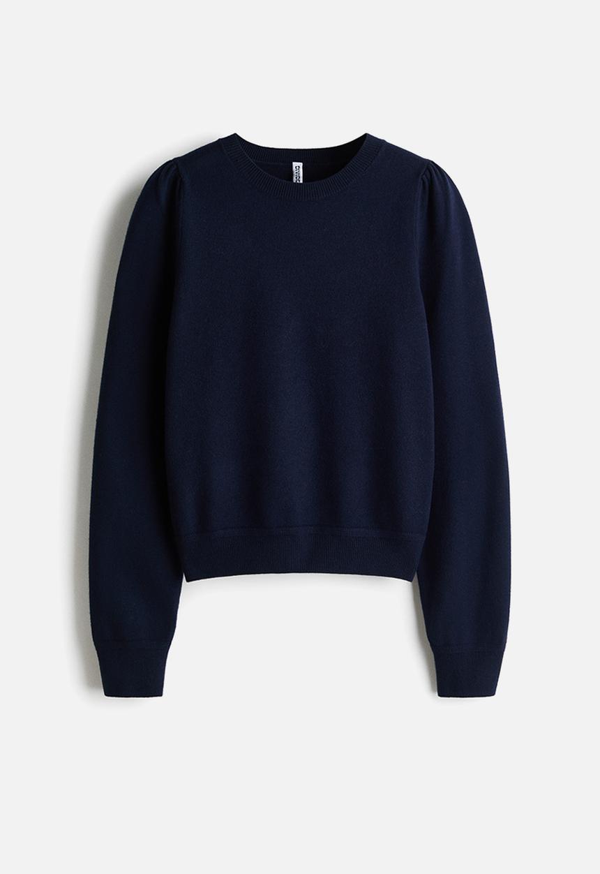 H&M - Puff-sleeved jumper - navy blue