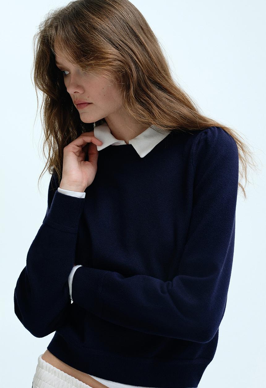 H&M - Puff-sleeved jumper - navy blue