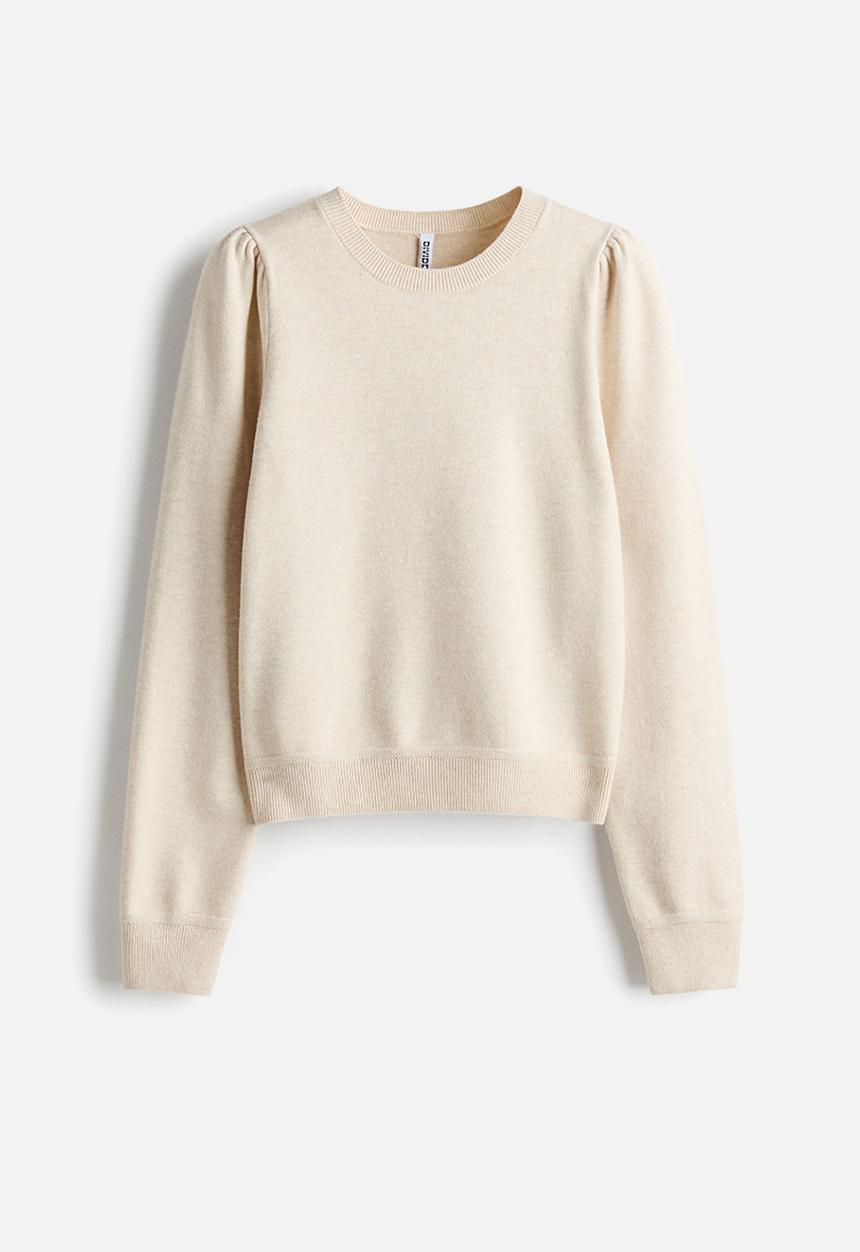 H&M - Puff-sleeved jumper - light beige
