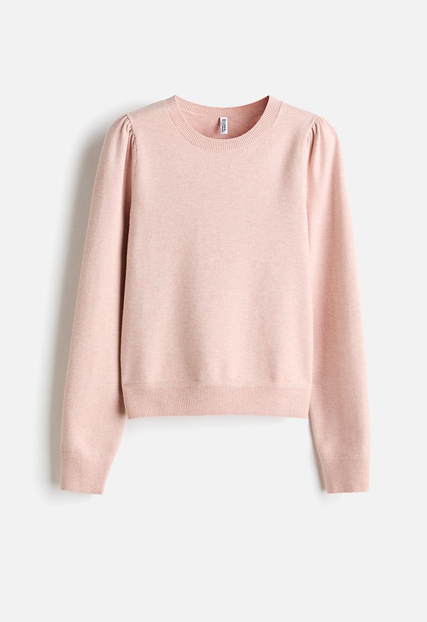 H&M - Puff-sleeved jumper - light coral pink