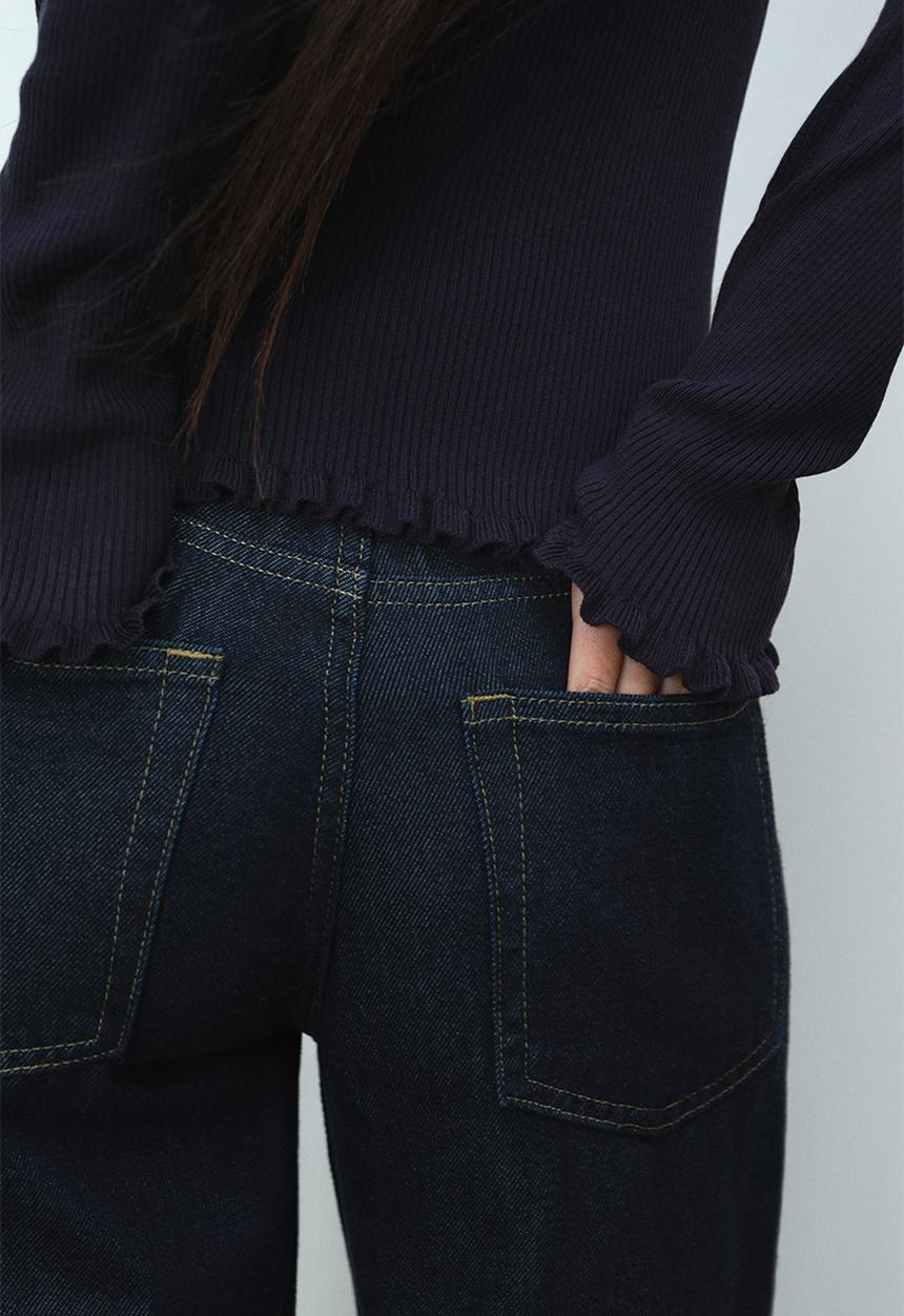 H&M - Rib-knit top - navy blue