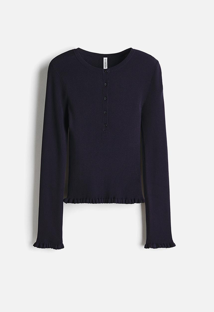 H&M - Rib-knit top - navy blue