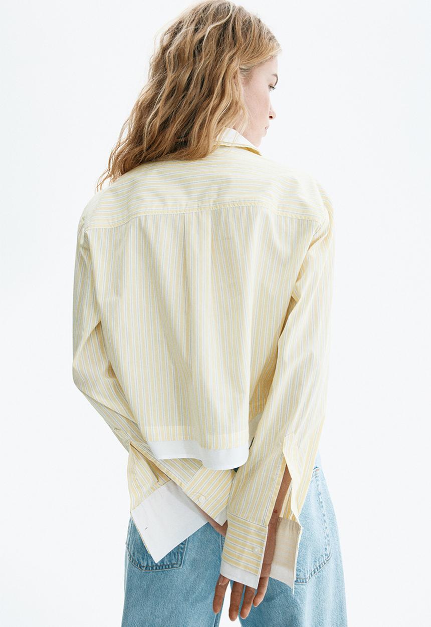 H&M - Layered-look poplin shirt - light yellow/striped