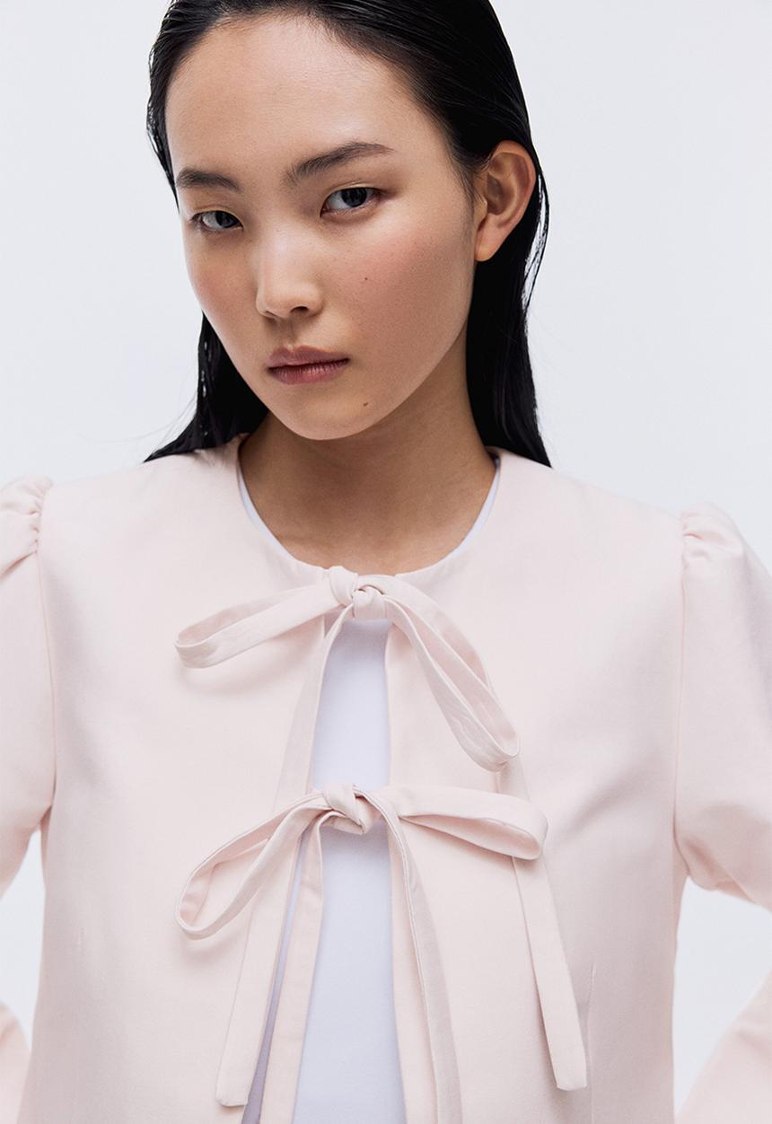 H&M - Tie-front jacket - powder pink