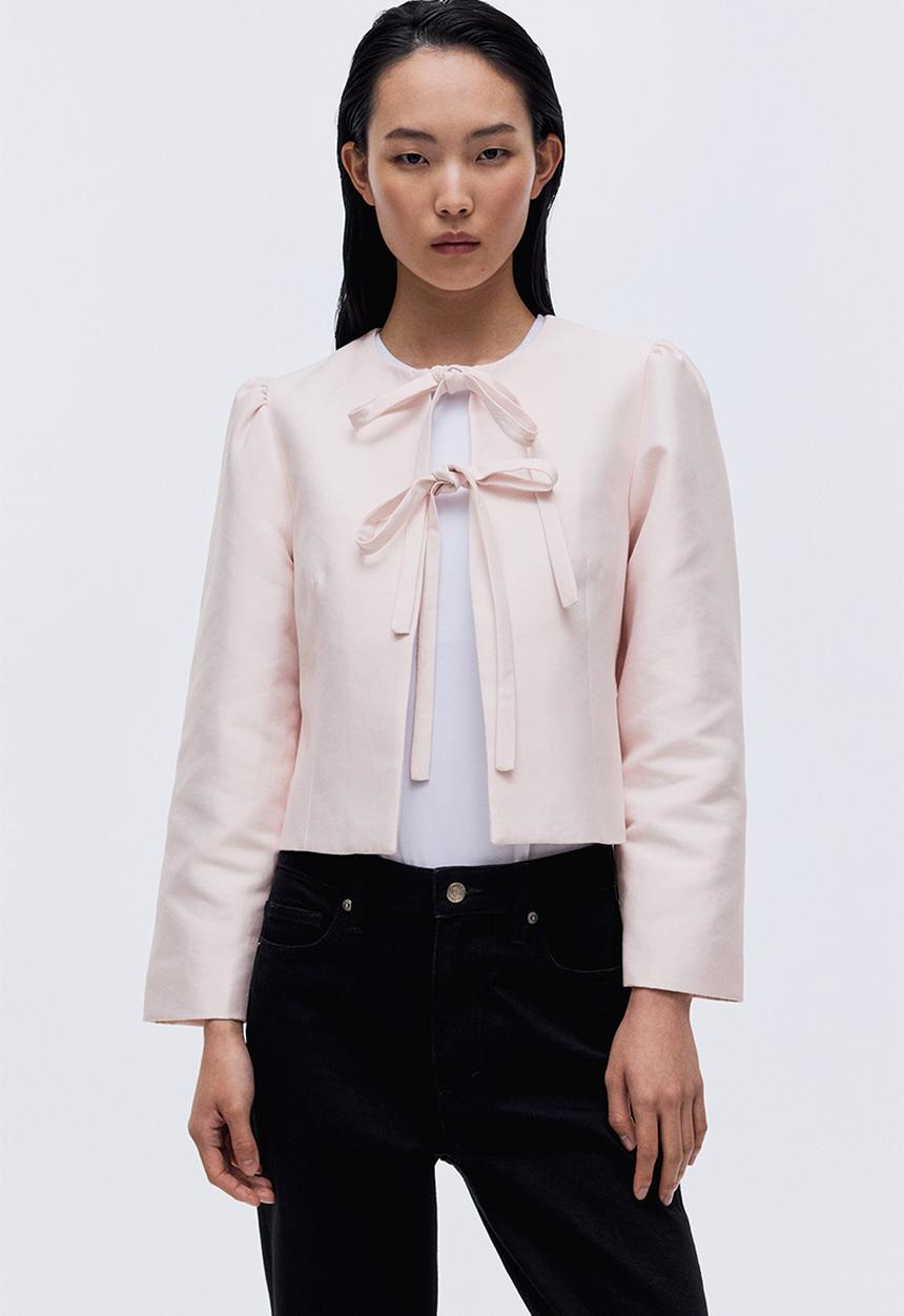 H&M - Tie-front jacket - powder pink