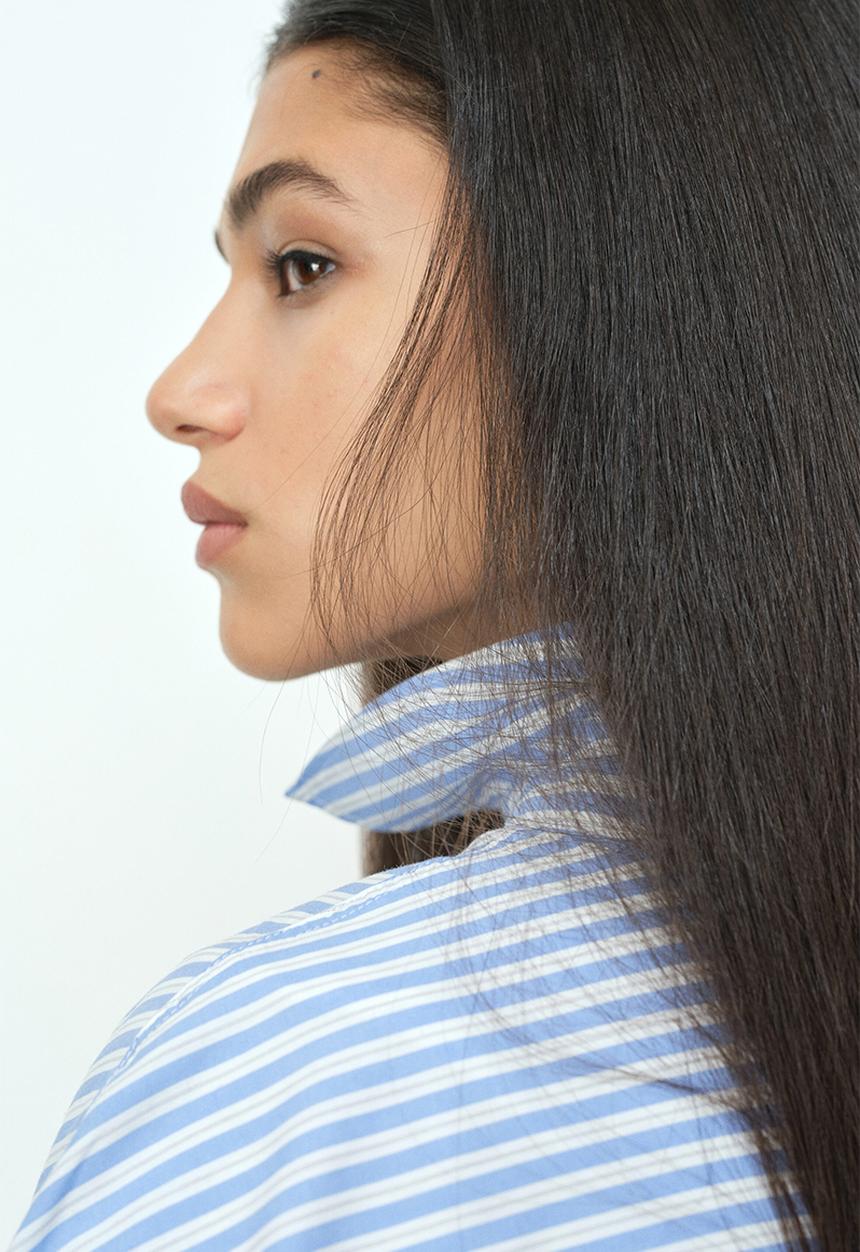 H&M - Oversized poplin shirt - blue/striped