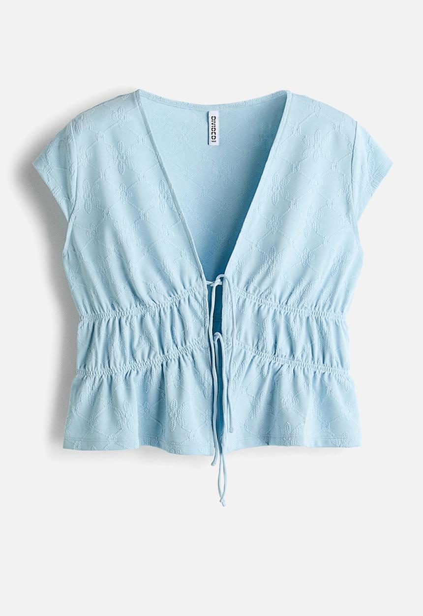 H&M - Tie-front top - light blue
