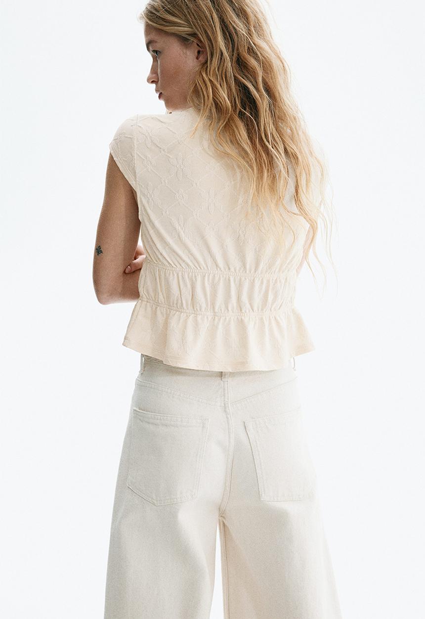 H&M - Tie-front top - light beige