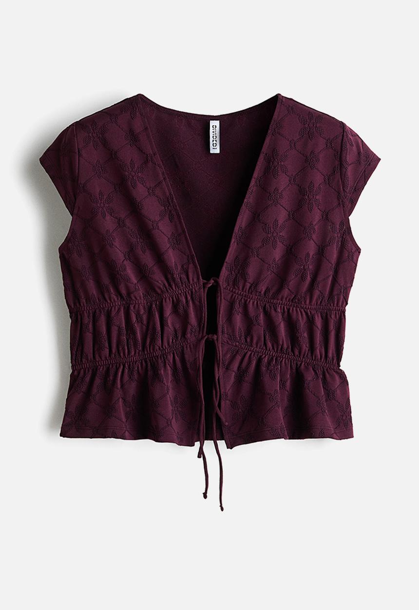 H&M - Tie-front top - plum red