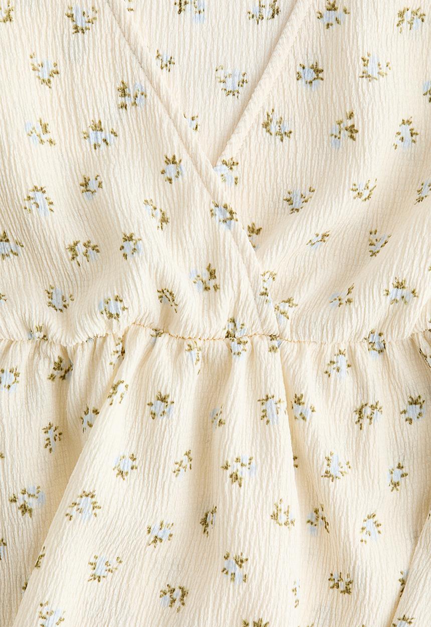 H&M - Crinkled jersey top - cream/floral