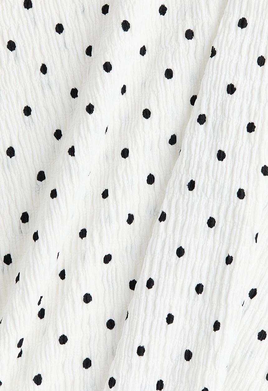 H&M - Smocked skirt - white/spotted
