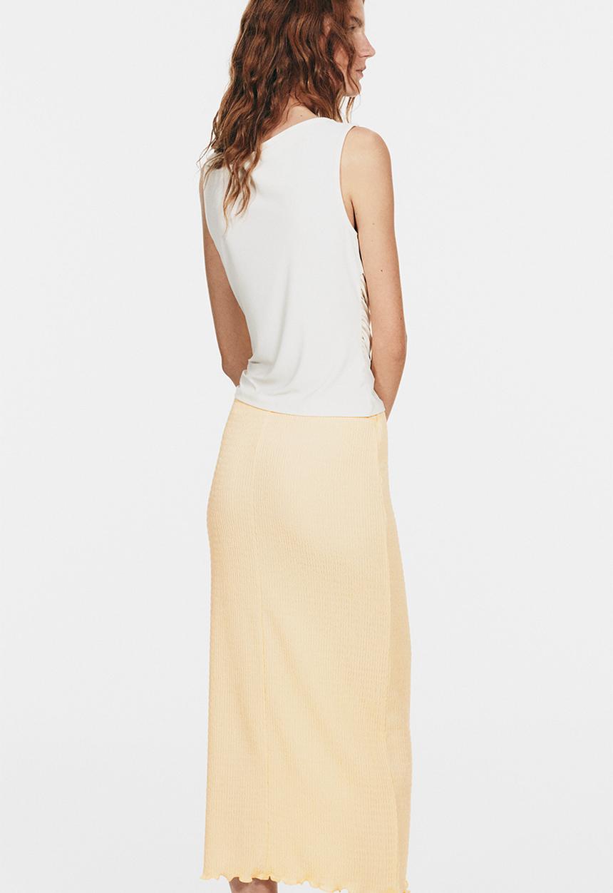 H&M - Smocked skirt - light yellow