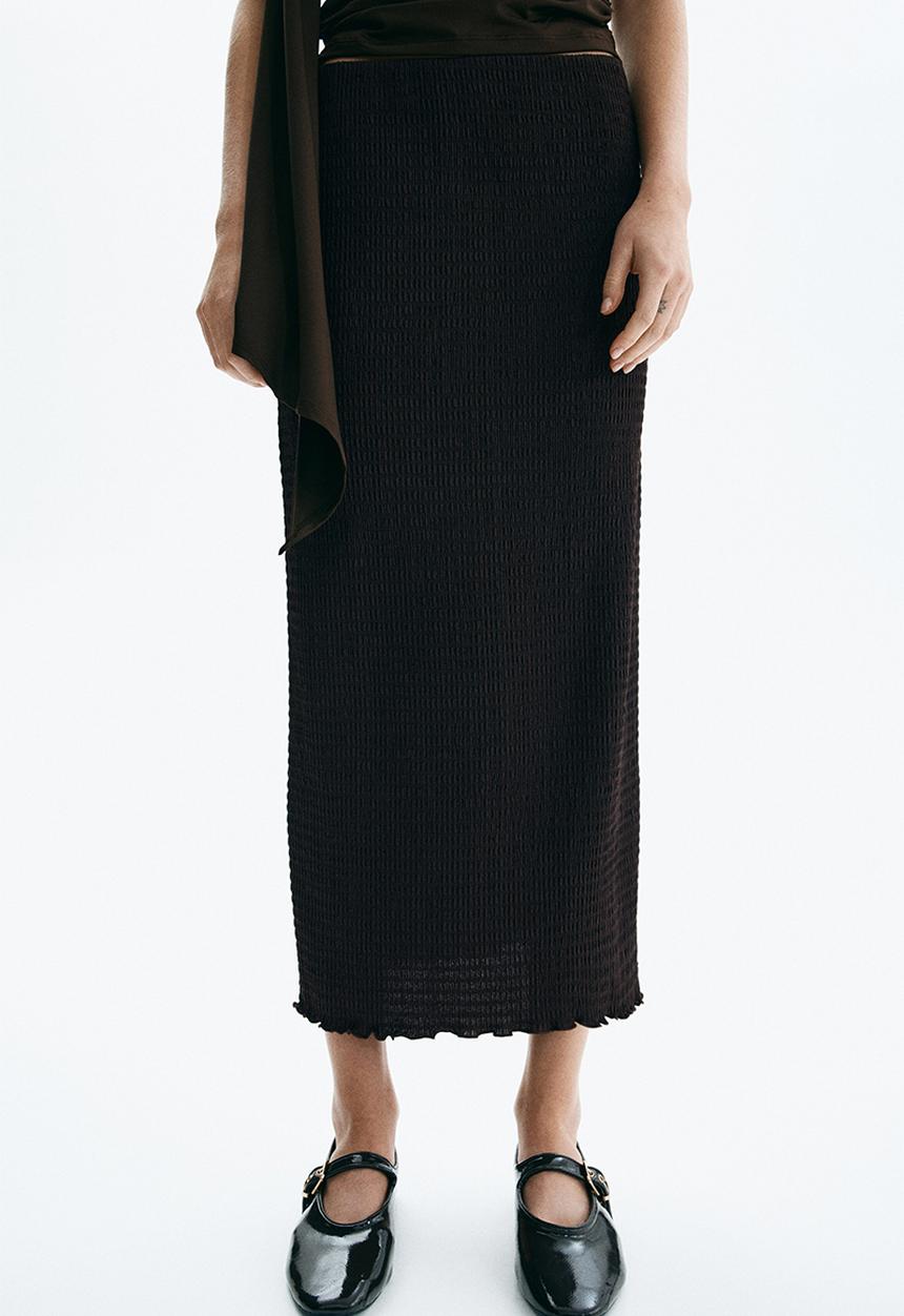 H&M - Smocked skirt - dark brown