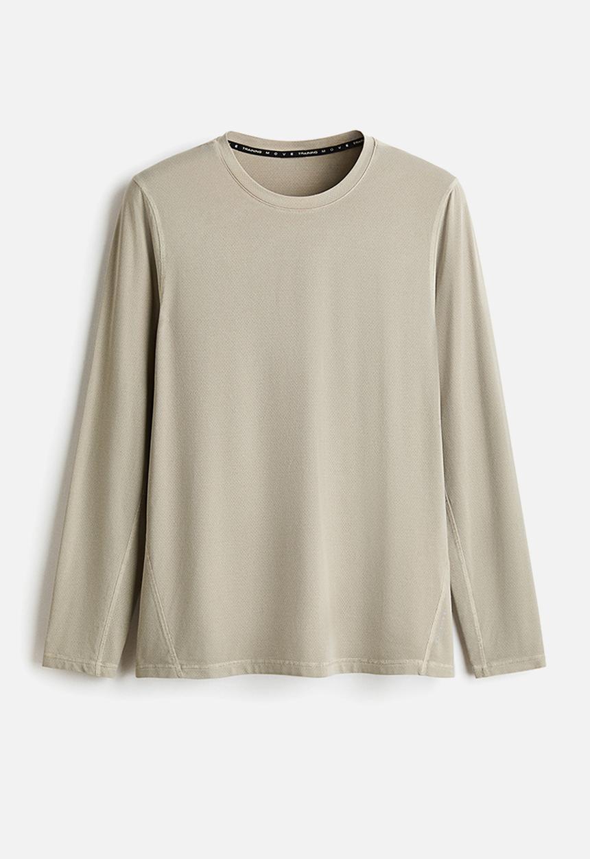 H&M - Regular fit long-sleeve sports top with drymove - light beige