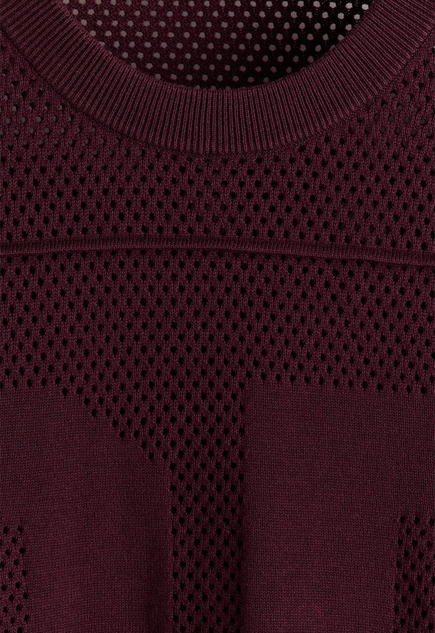 H&M - Relaxed fit boxy mesh t-shirt - burgundy