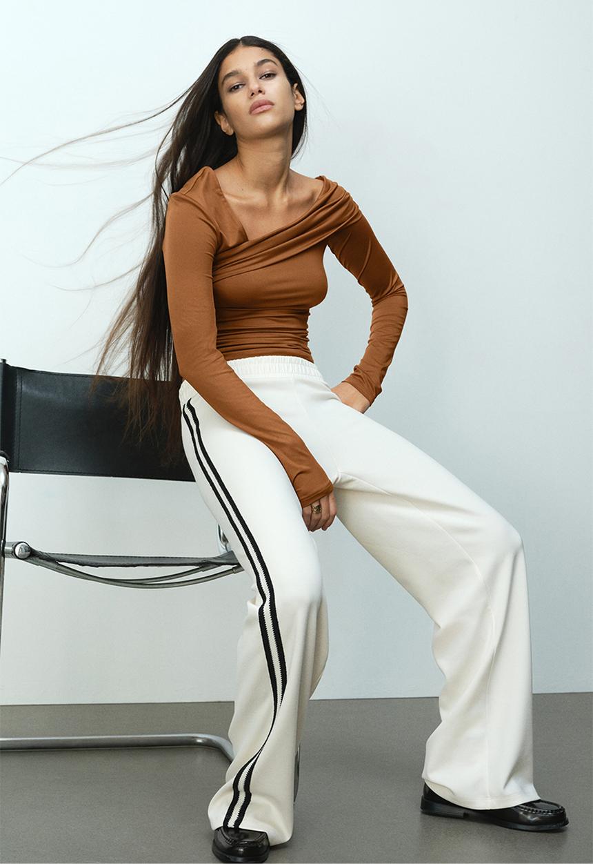 H&M - Draped one-shoulder top - brown