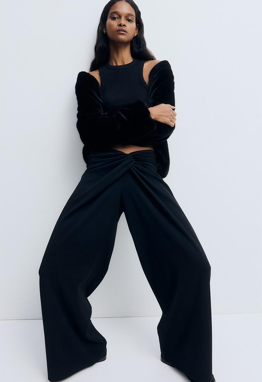 H&M - Twisted-detail trousers - black
