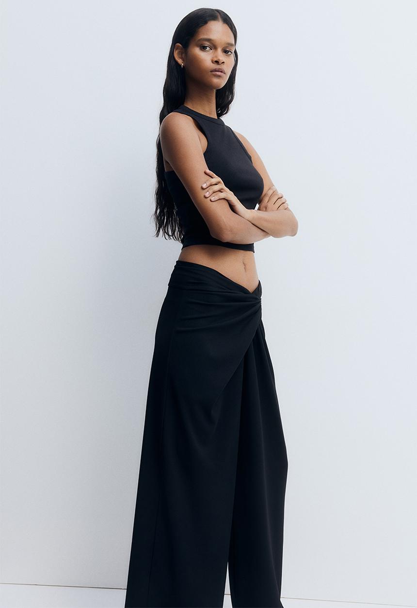 H&M - Twisted-detail trousers - black