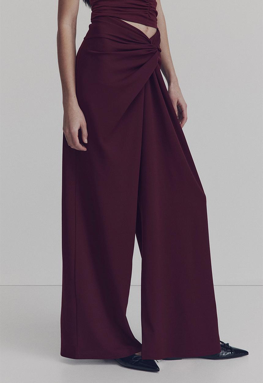 H&M - Twisted-detail trousers - plum red
