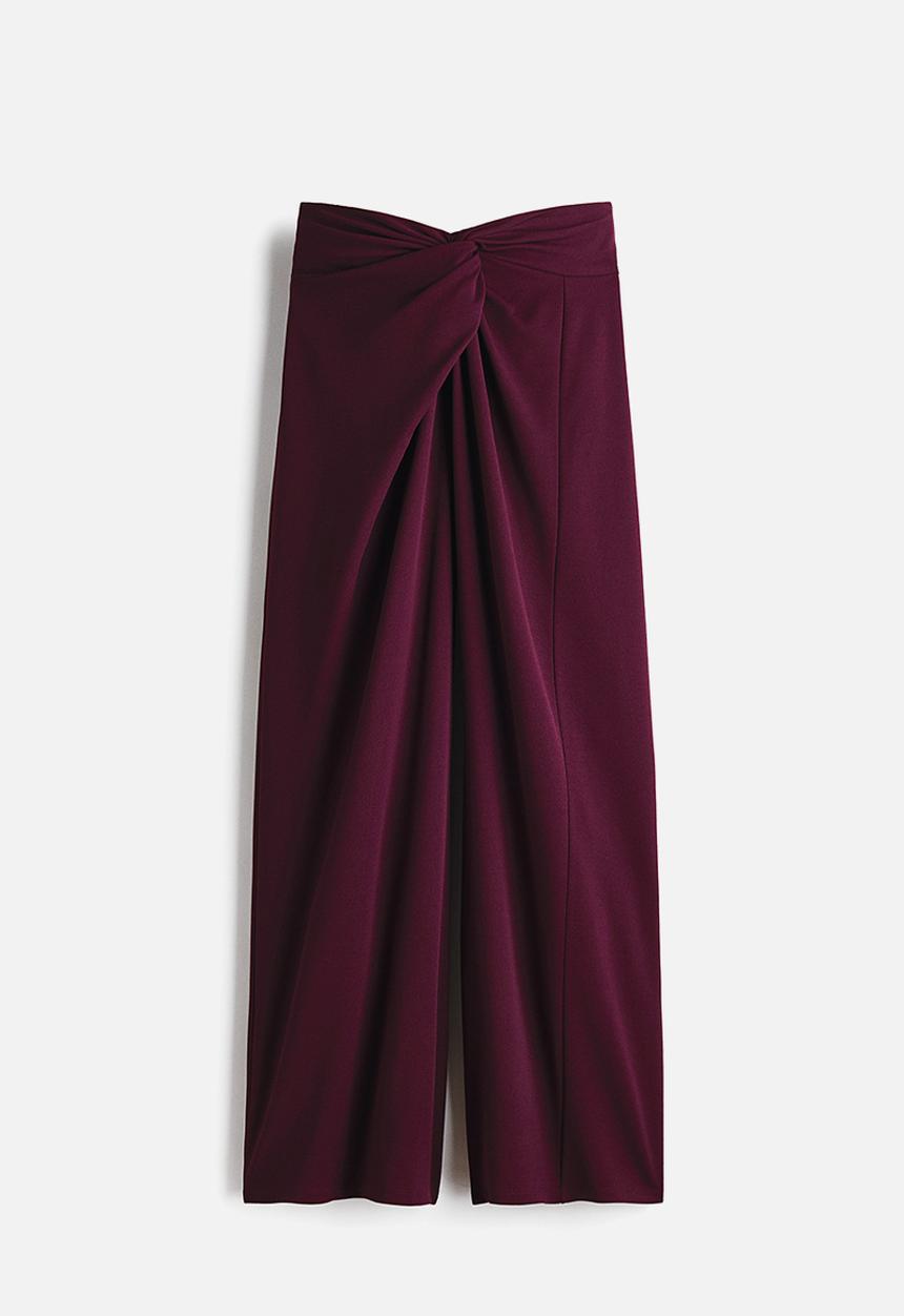 H&M - Twisted-detail trousers - plum red
