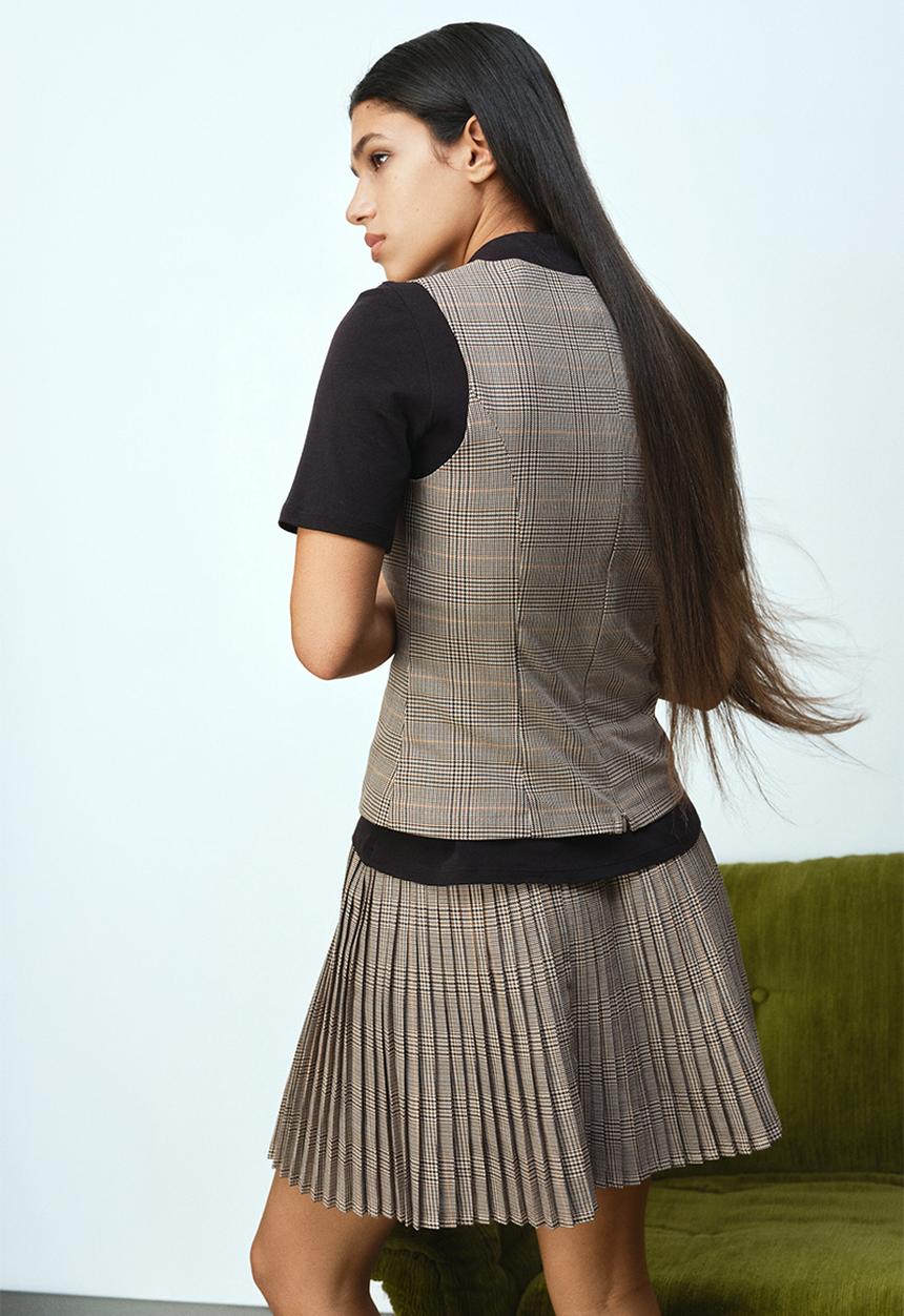 H&M - Twill vest top - light beige/checked