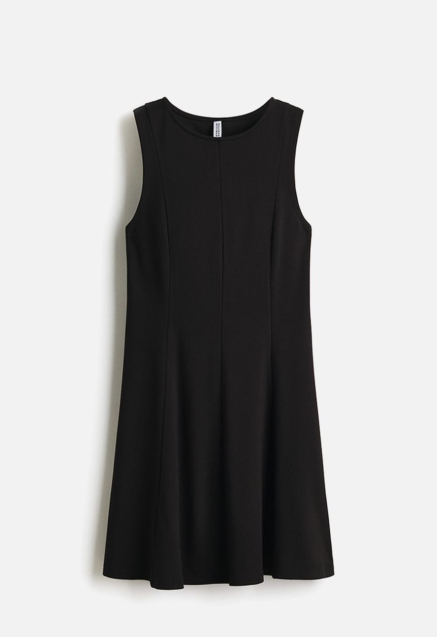H&M - Flared-skirt ponte di roma dress - black