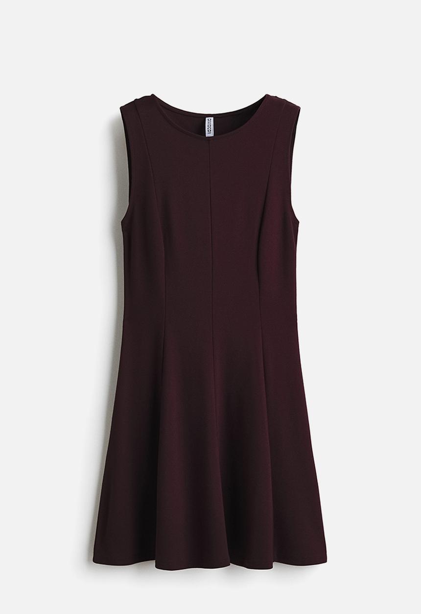 H&M - Flared-skirt ponte di roma dress - plum red