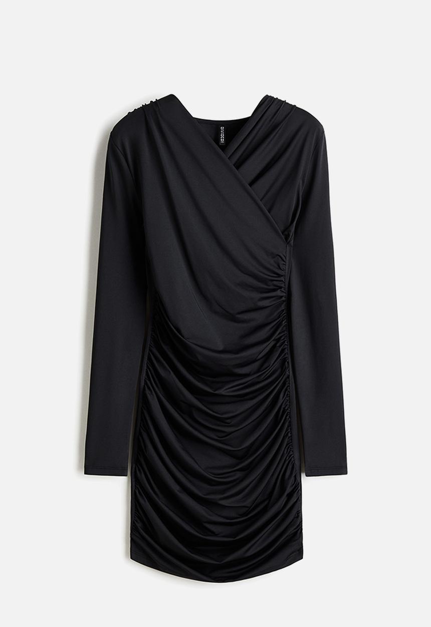 H&M - Draped jersey dress - black