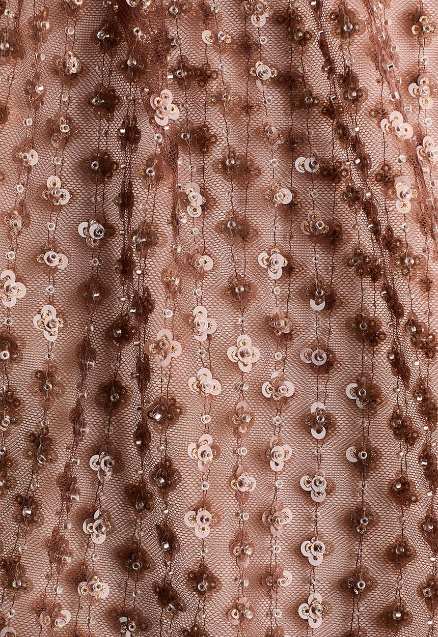 H&M - Sequined mesh top - dusty brown