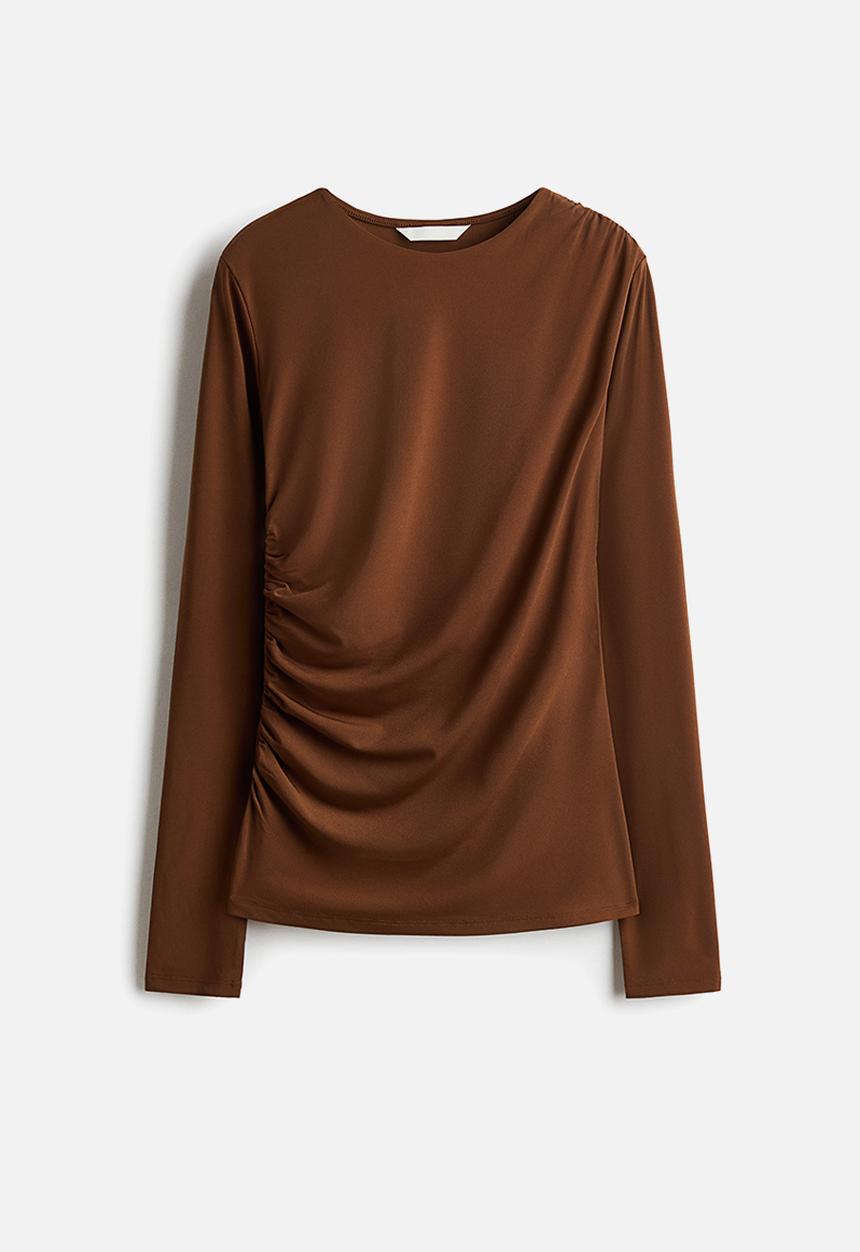 H&M - Draped jersey top - brown