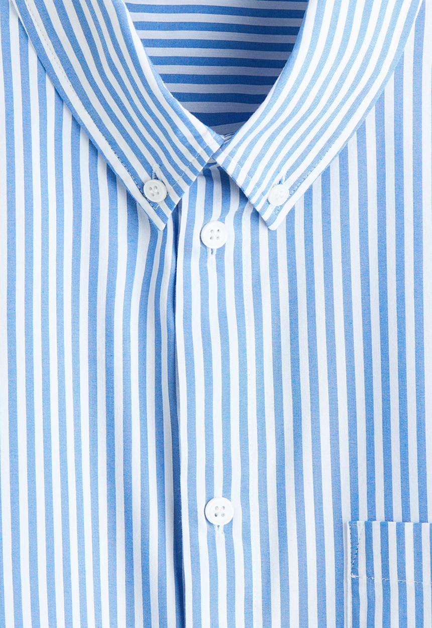 H&M - Relaxed fit cotton shirt - light blue/striped