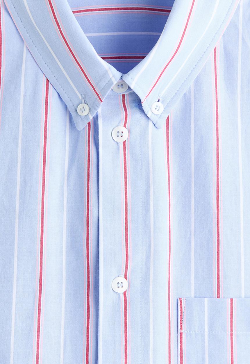 H&M - Relaxed fit cotton shirt - light blue/striped