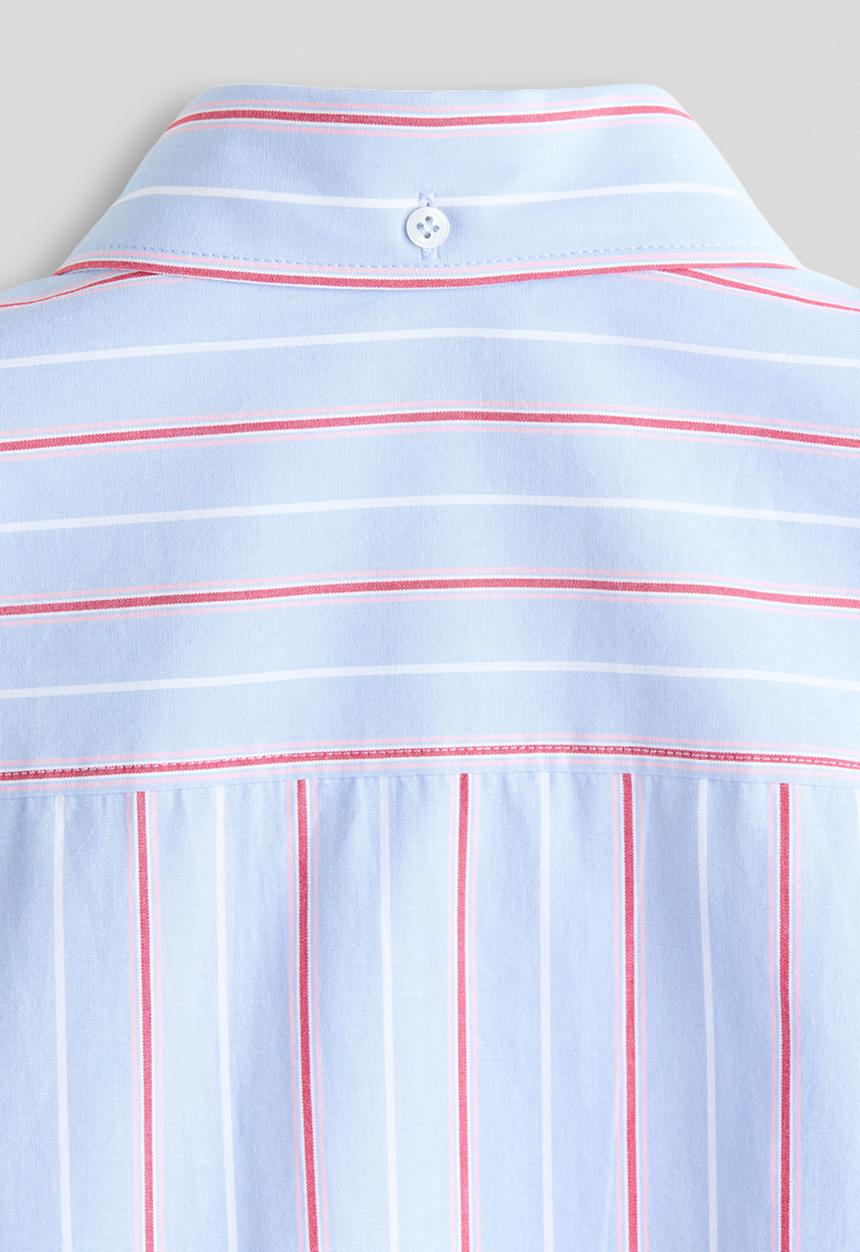 H&M - Relaxed fit cotton shirt - light blue/striped