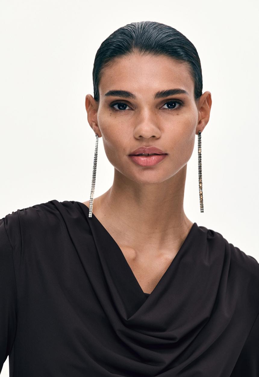 H&M - Cowl-neck shoulder-pad body - dark brown