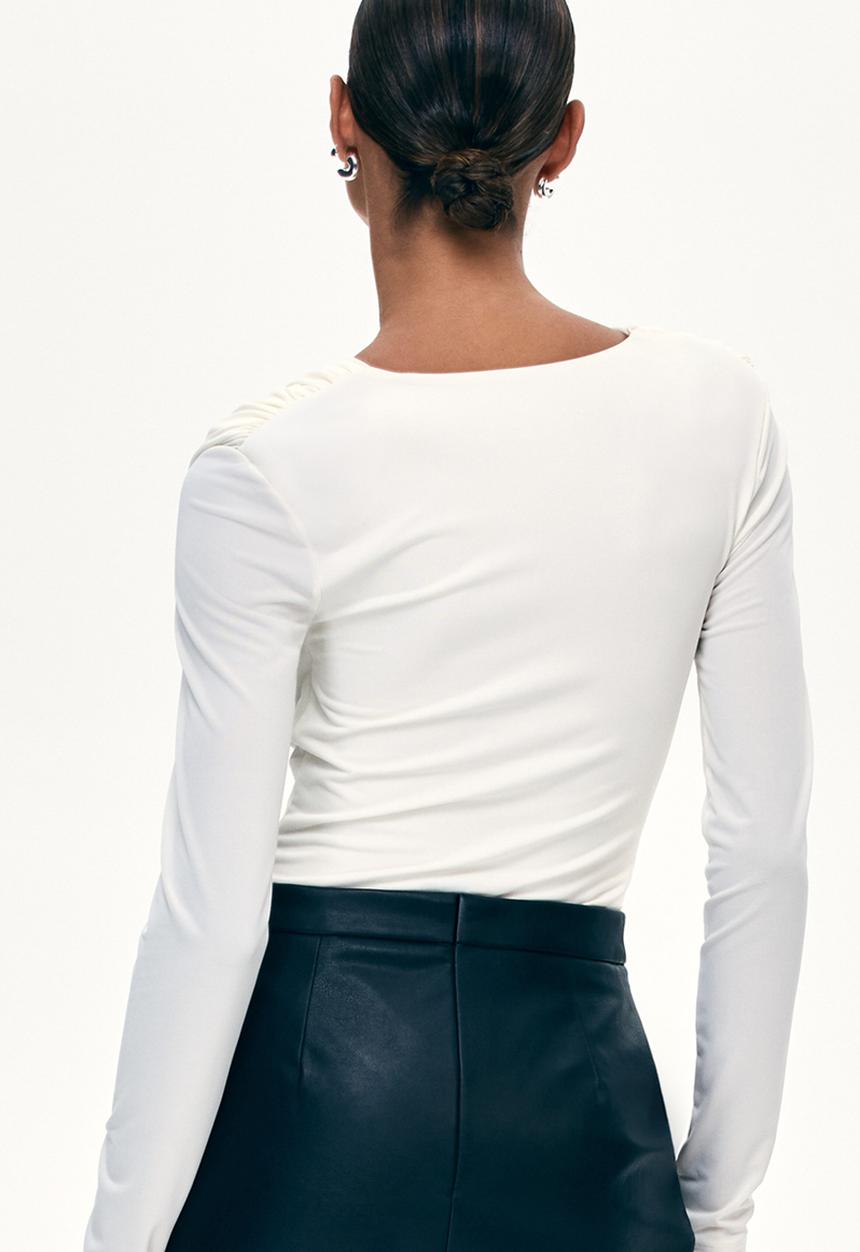 H&M - Cowl-neck shoulder-pad body - cream