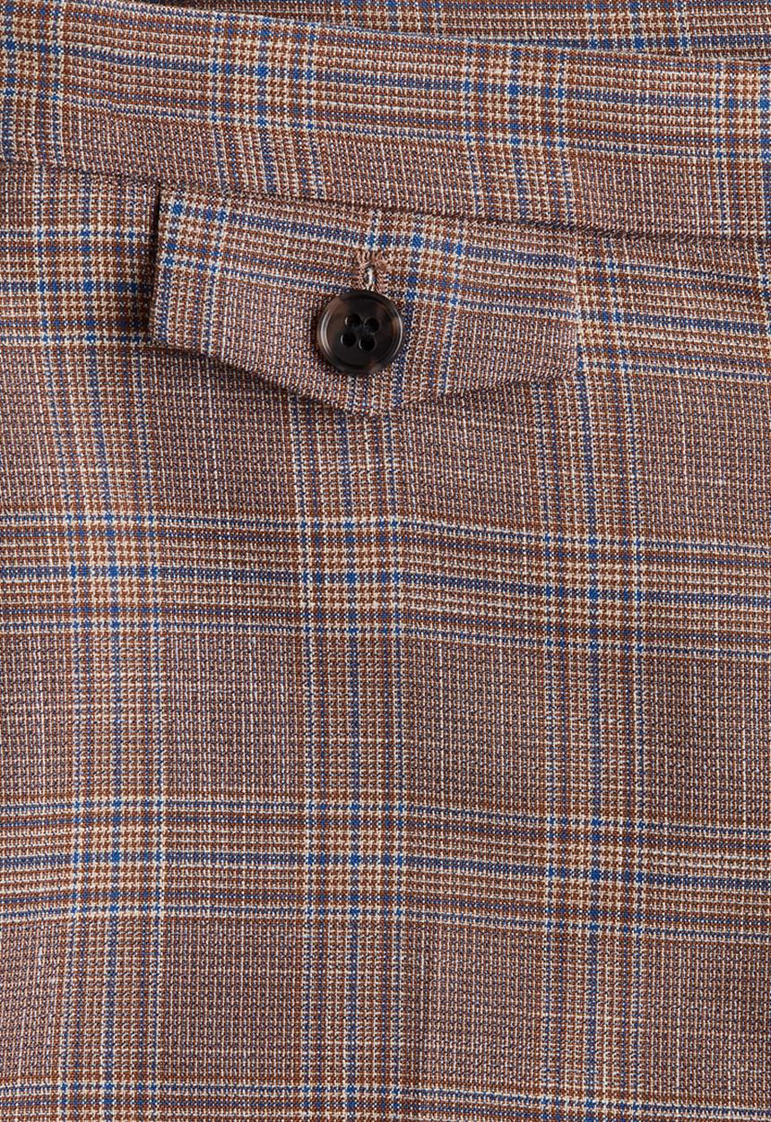 H&M - Straight tailored trousers - dark beige/checked