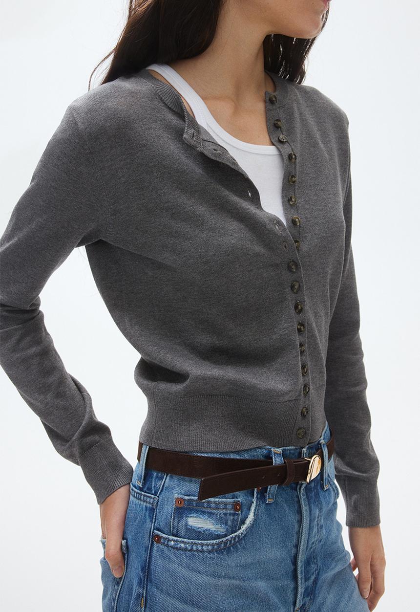 H&M - Fine-knit cardigan - grey marl