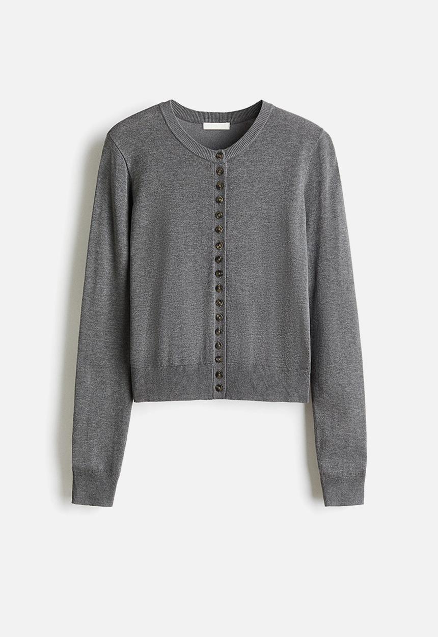 H&M - Fine-knit cardigan - grey marl
