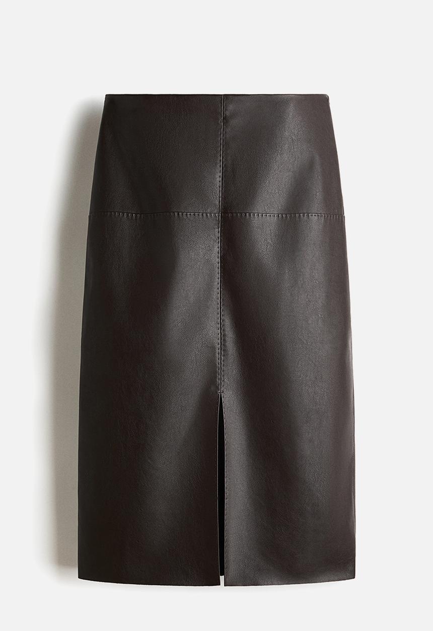 H&M - Coated pencil skirt - dark brown