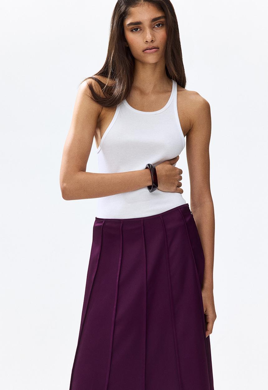 H&M - Flared satin skirt - dark purple