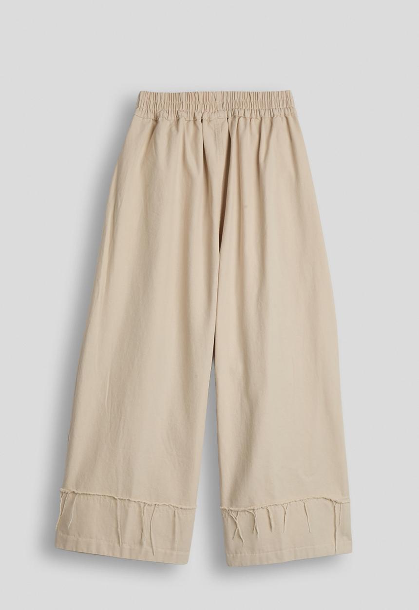 Pop Candy - Frayed edged cuff wide leg pants - desert sand