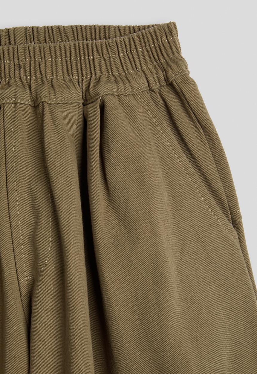 Pop Candy - Twill elasticated waist barrel pants - khaki brown