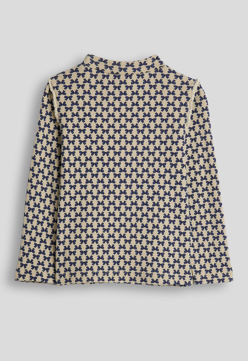 Pop Candy - Ribbed long sleeved tee - navy bow aop/beige