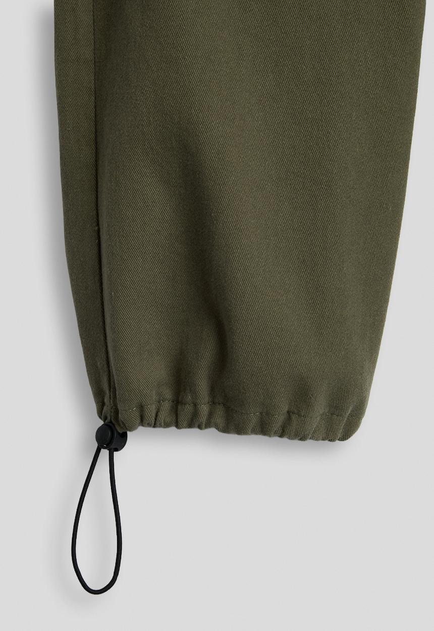 Pop Candy - Drawstring hem cargo pants with large side pockets - moss green