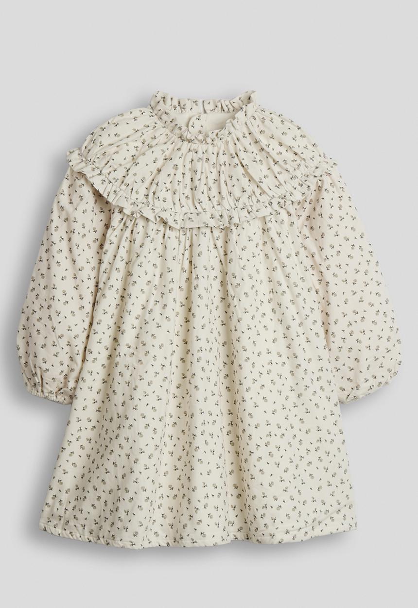 Pop Candy - Ditsy floral oversized ruffle collar dress - off white