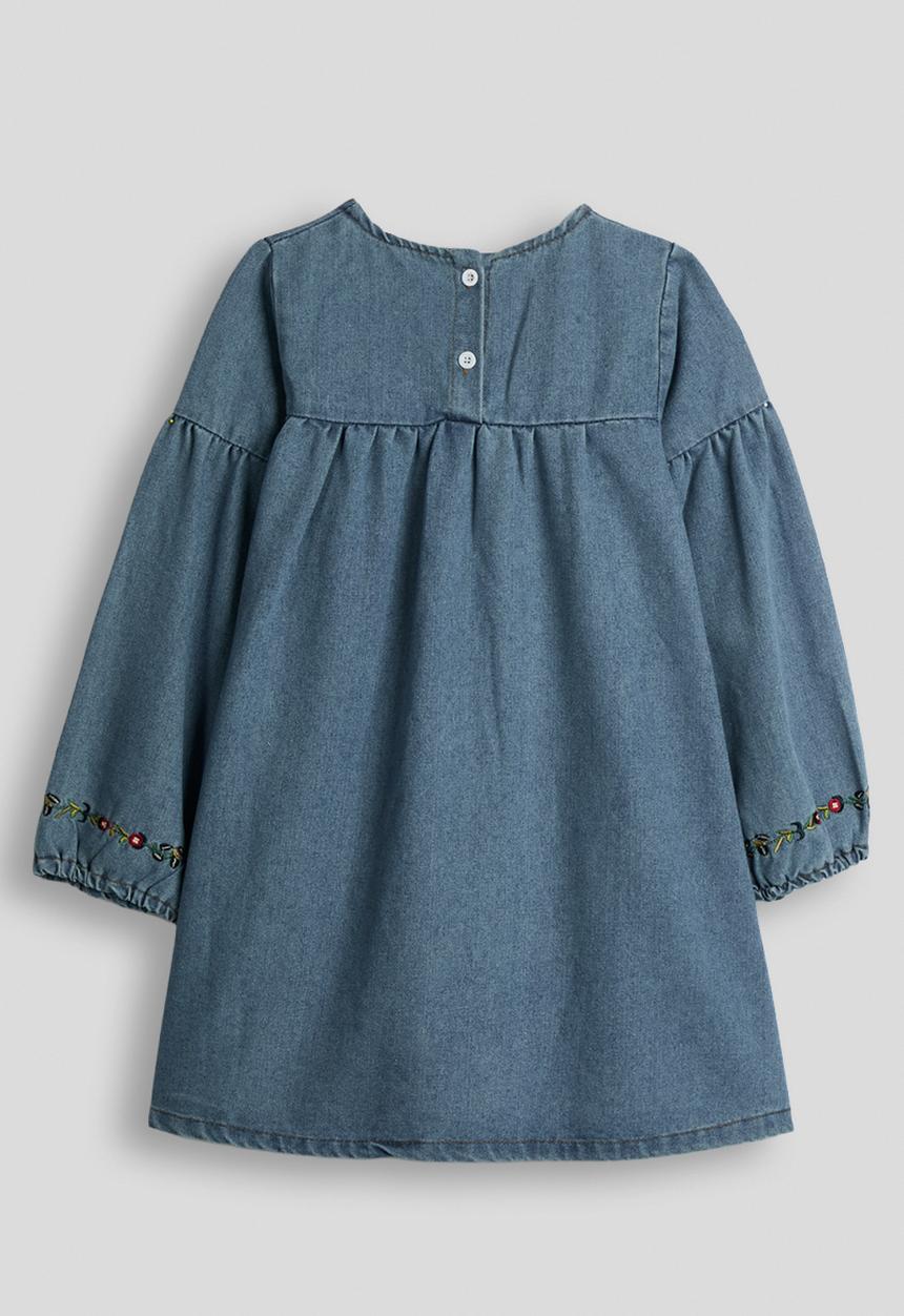 Pop Candy - Denim embroidered floral motif dress - blue